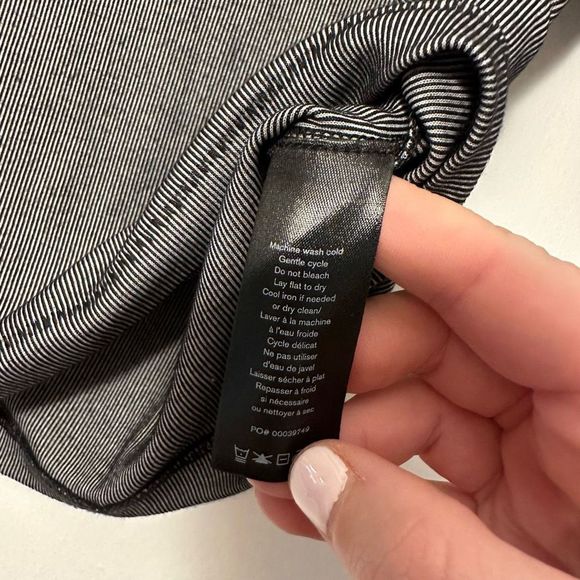 Rag & Bone Womens Crop Top Striped Short Sleeve Shirt Zip Black Gray Size 10 - Picture 5 of 7